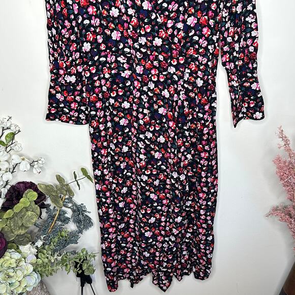 EQUIPMENT Femme Neema Floral Maxi Dress Black Red Pink Sz 4 {3H31} - Picture 3 of 7